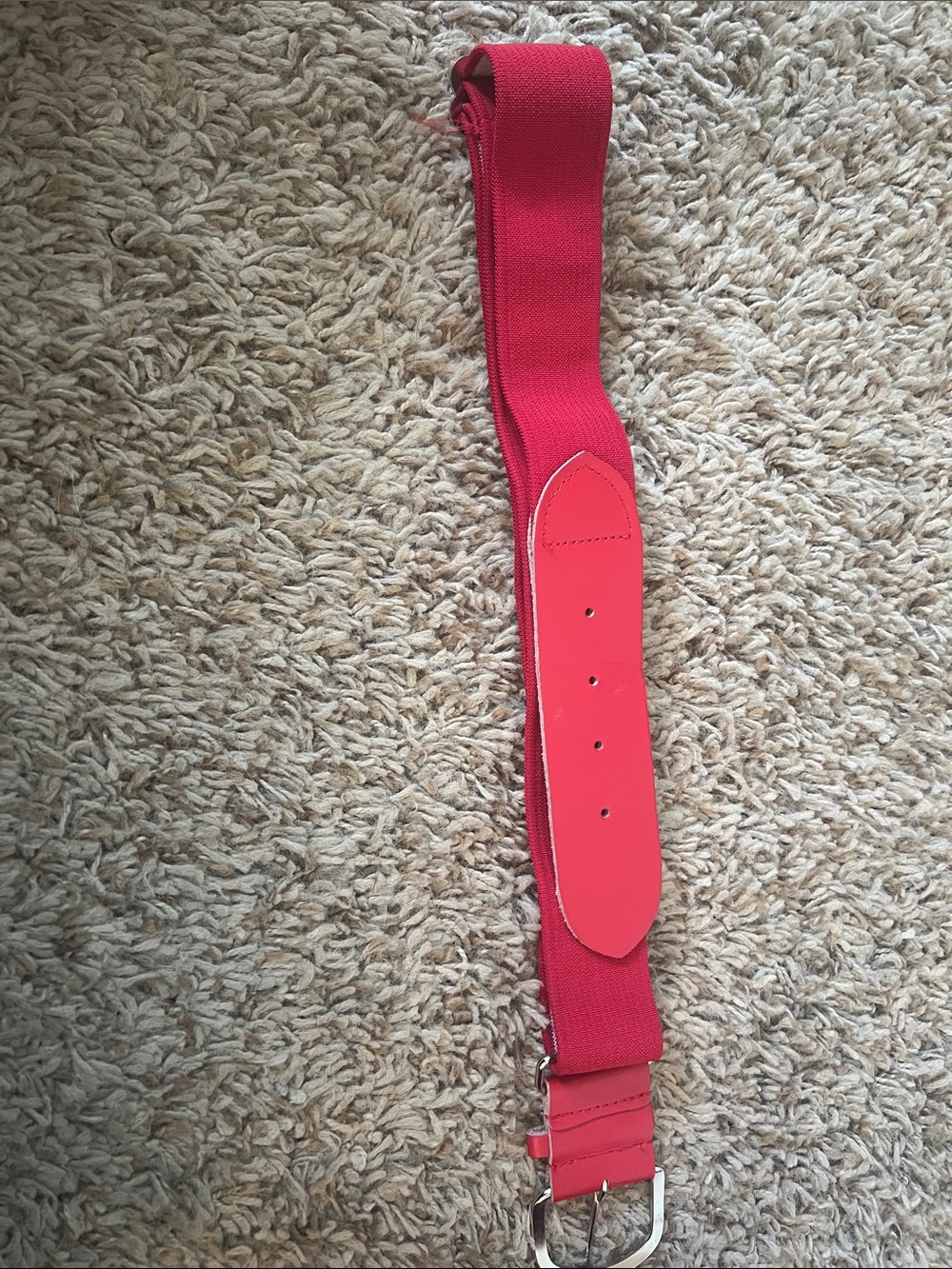 Red Stretch Elastic Waist Belt with Silver Buckle - Picture 2 of 2